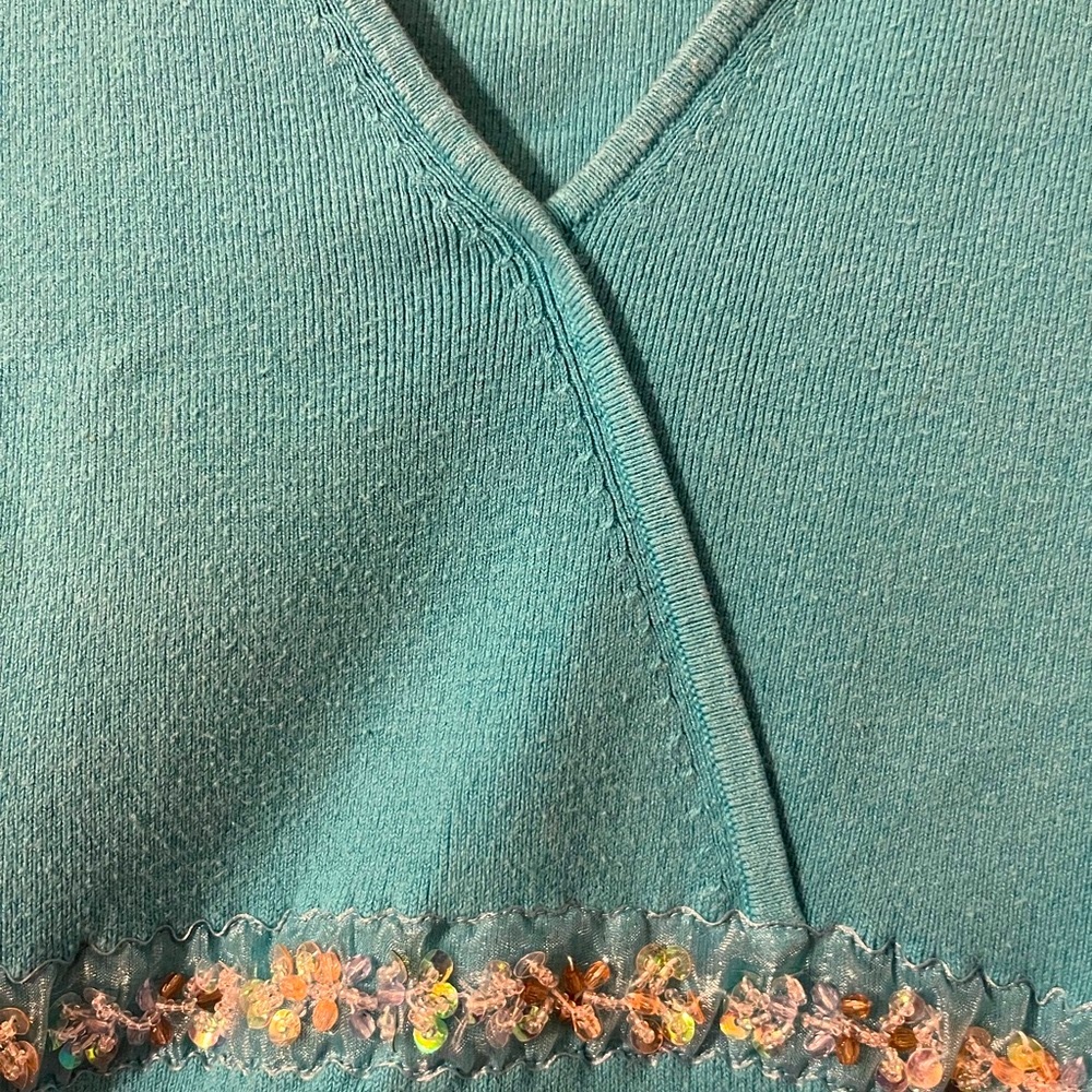 Vintage Blue Sleeveless Top with GORGEOUS waist detail - Picture 6 of 7